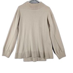rag & bone S Cashmere Sweater Oversized Mock Neck Beige Vanilla Tunic Legnth